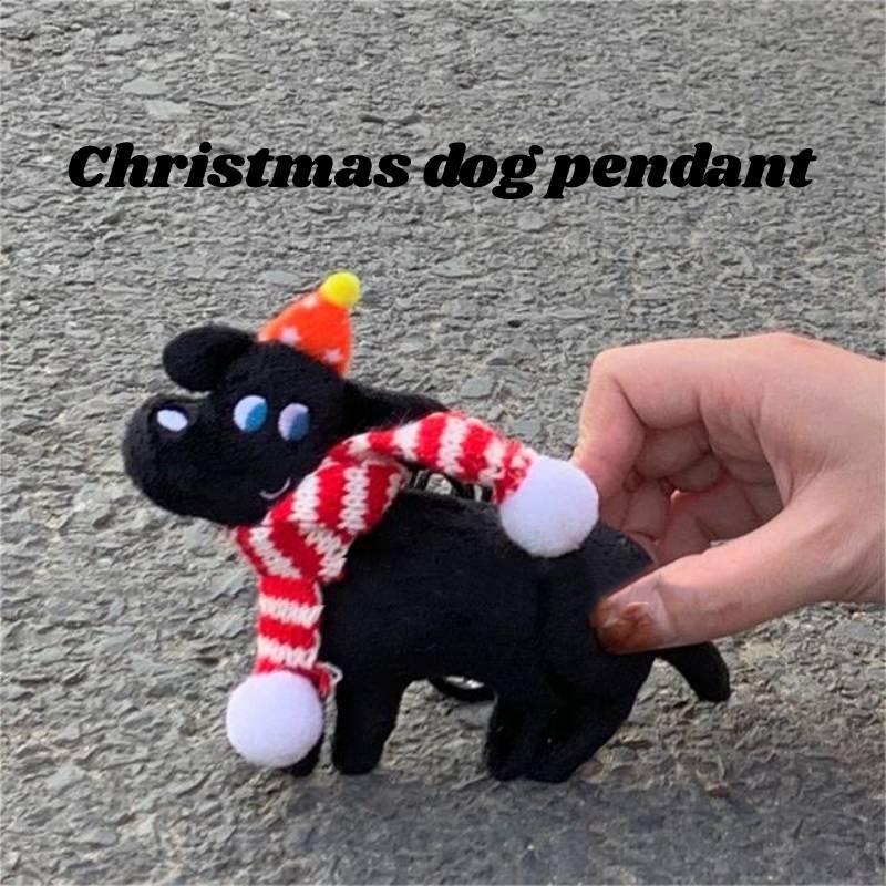 Cute Black Dog Plush Toy Christmas Ornament For Student Backpack Decoration Gift Short Plush, Black, 159cm