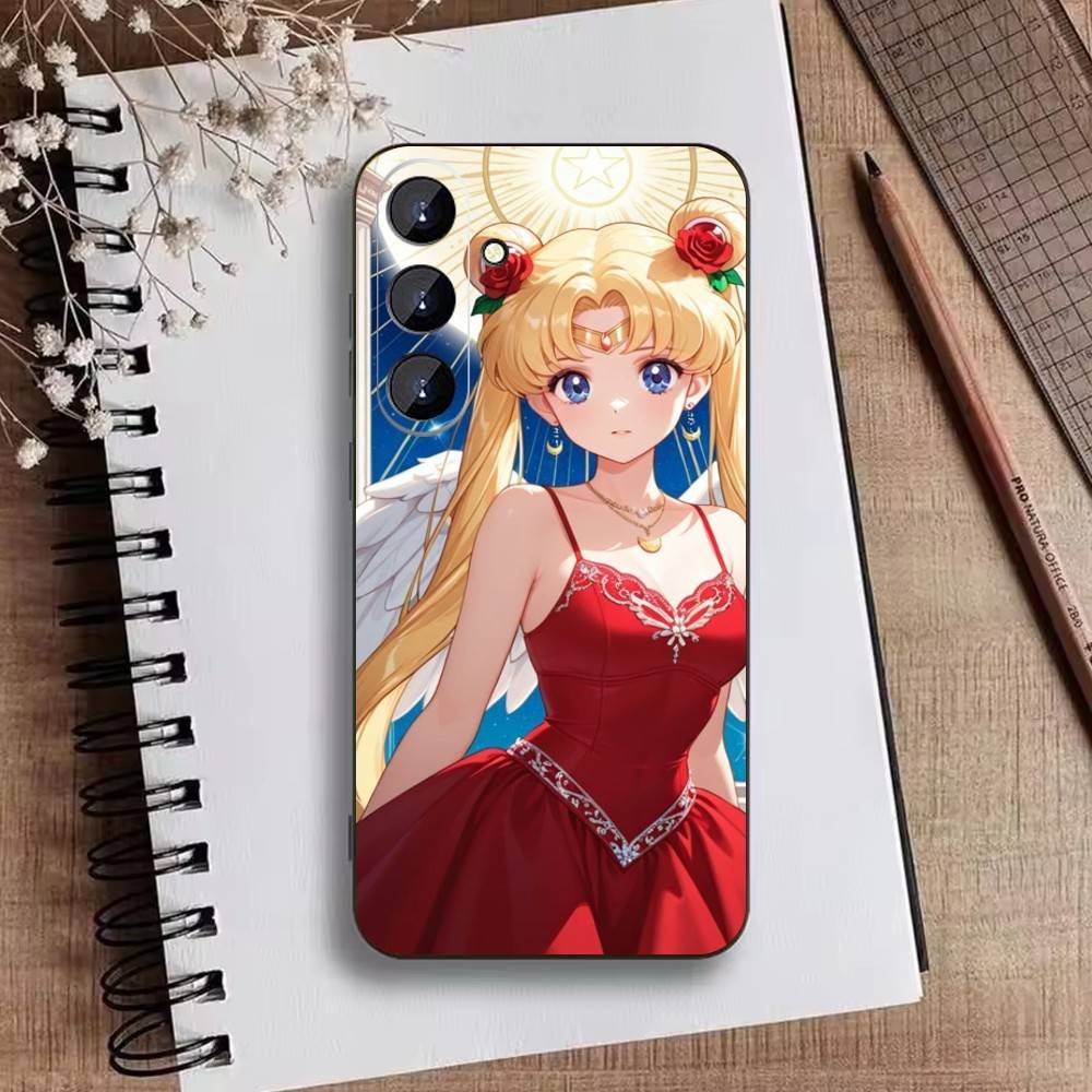 Cartoon D-Sailor M-Moons Phone Case For Samsung Galaxy A73,A21s,A22,A31,A52,A53,A71,A41Soft Black Shell