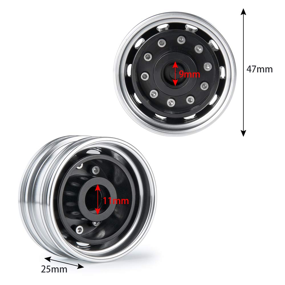RC Car 1/14 Internal Beadlock Wheels Rear Hub for Tamiya CC01 RC Crawler (4 pieces)
