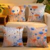 Cushion Cover Linen SkinFriendly Soft Decorative Case for Sofa Home Decor Cornflower Pillow Cover