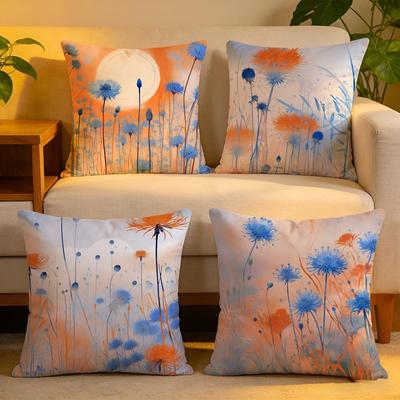 Cushion Cover Linen SkinFriendly Soft Decorative Case for Sofa Home Decor Cornflower Pillow Cover
