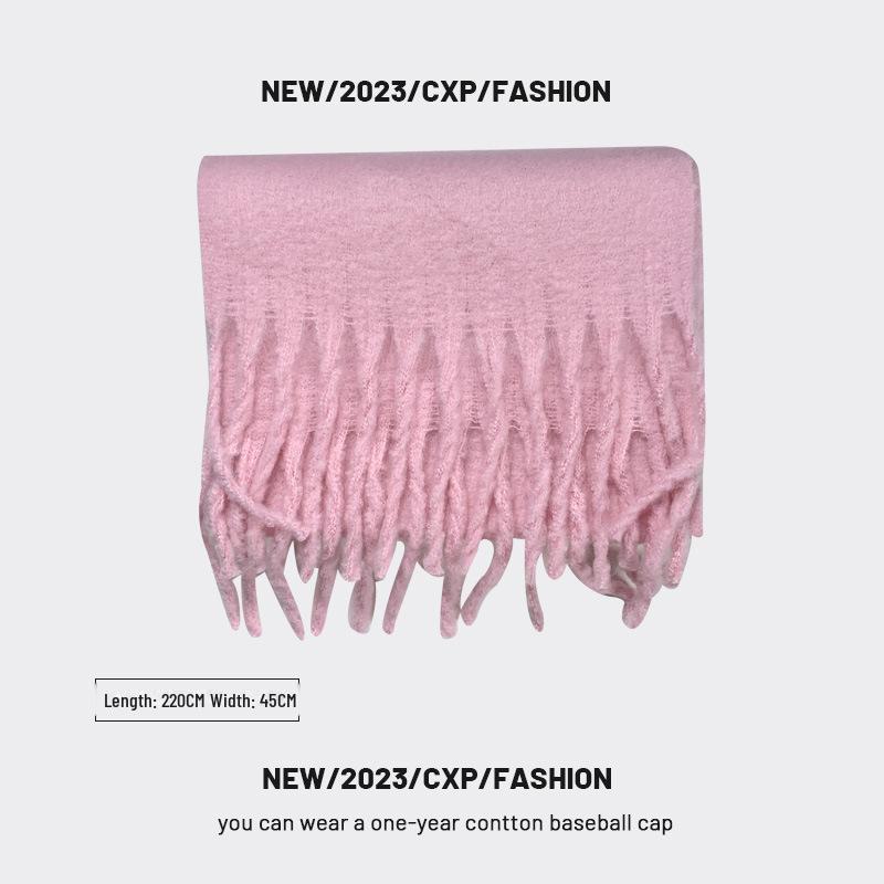 

«Новый белый толстый шарф в корейском стиле для девочек 2024 года — универсальная зимняя шаль и утеплитель для шеи» 230cm*38cm