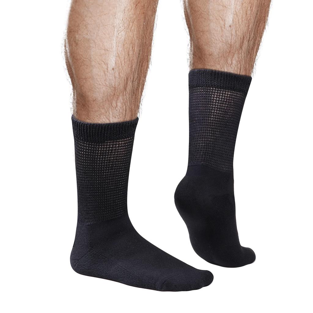 YUEDGE Diabetic Socks Breathable Bamboo Comfort Cushioned Sole Elastic Free Non-Binding Loose Socks for Diabetes, 5 Pairs
