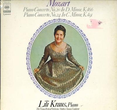 LP Ieraksts LILI KRAUS, STEPHEN SIMON, VIENNA F - Mocart: Klavierkoncerts Nr. 20, Nr.2 SOCL66 CBS SONY Japāna Klasisks Lietots