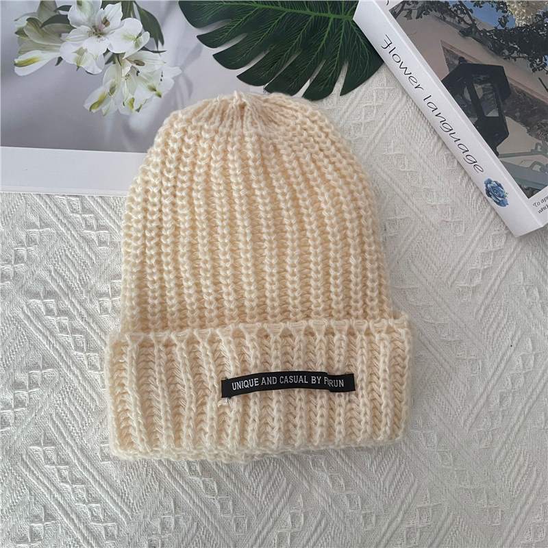 Winter hat big head circumference thickened knitted hat children's winter face small warm ear protection knitted pile hat