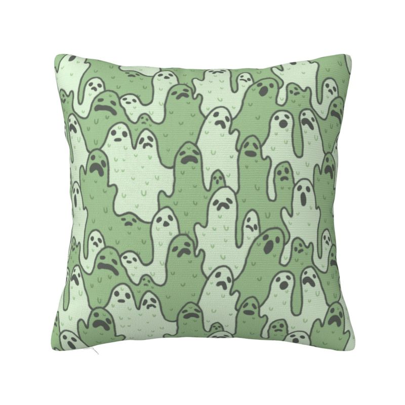 Halloween Horror Orange Ghost Pattern Pillowcover Decoration Cushions Cover Throw Pillow Case for Living Room Double-sided