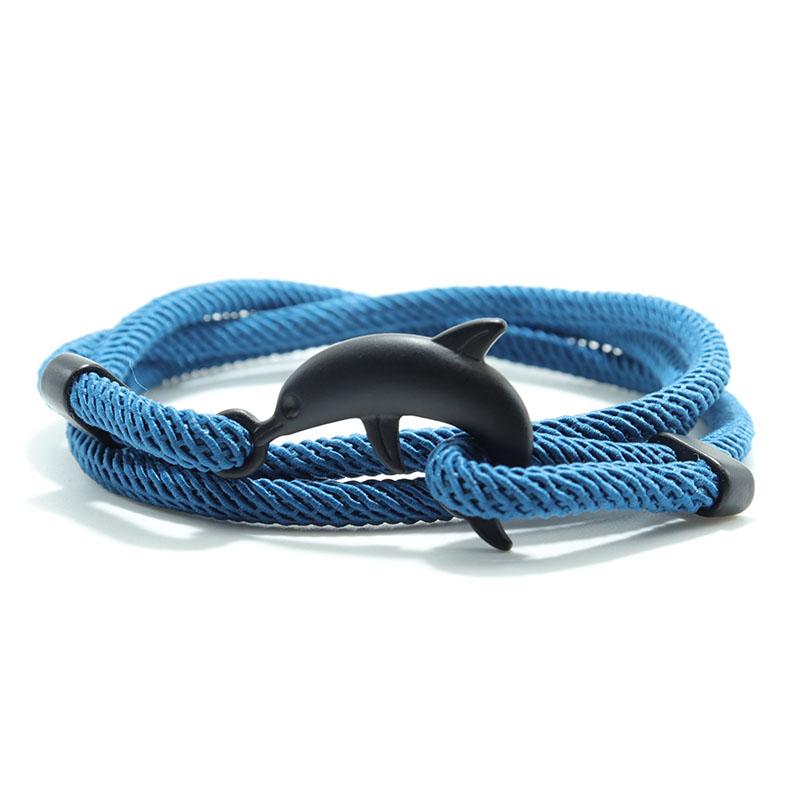 

New Dolphin Bracelet Men 4mm Nylon Cord Chain Braclet Homme Bohemia Woven Adjustable Braslet Beach Leisure Accessories Pulseira