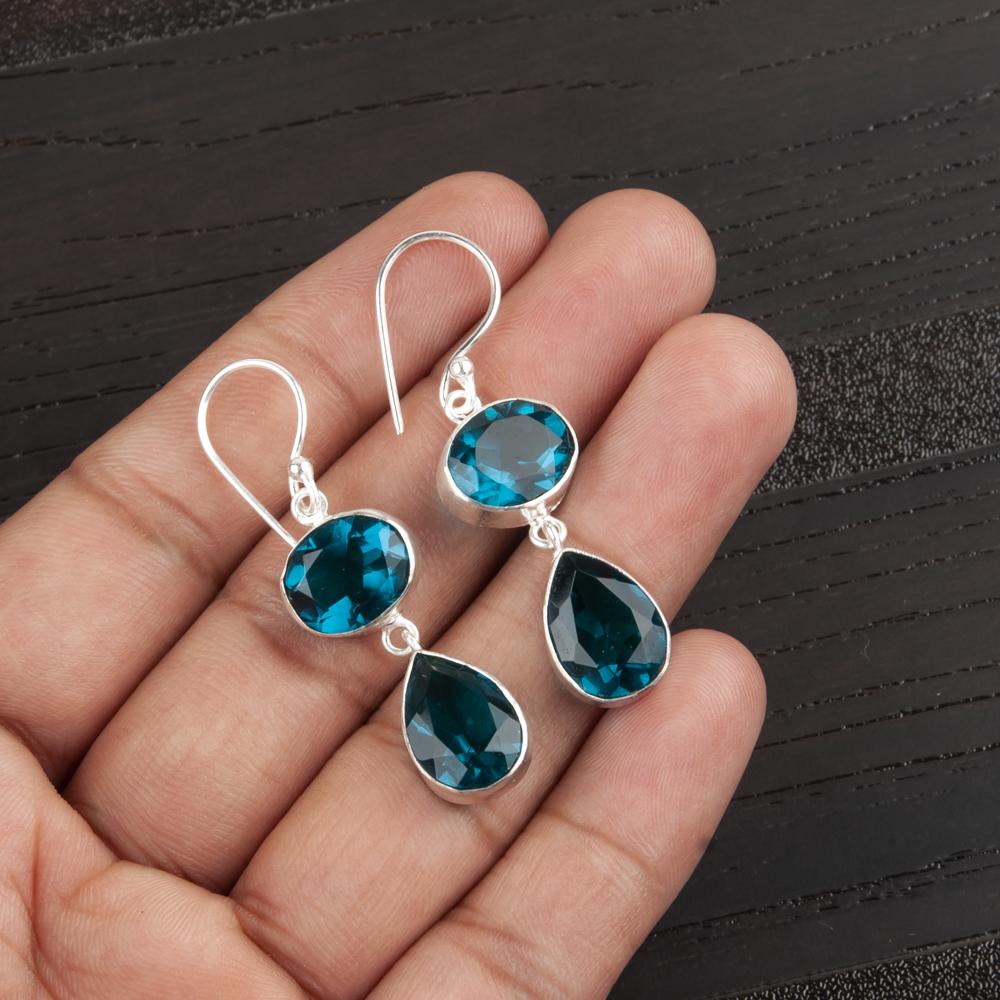 Apatite Gemstone Jewelry Earrings, 925 Sterling Silver Jewelry, Beautiful Meditation Earrings For Wedding Gift