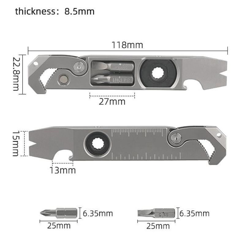 Multi-function 20mm Wrench Crowbar Titanium Alloy Screwdriver Outdoor Camping Riding On Foot EDC Tools Nail Puller Bottle Opener