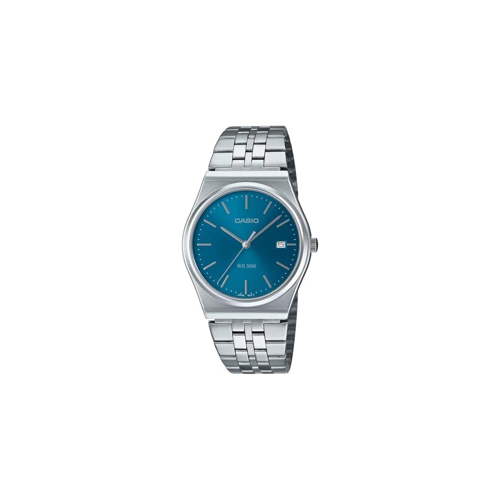 Casio Enticer Men s Analog Watch Blue Dial Silver Retro Style MTP-B145D-2A2VDF