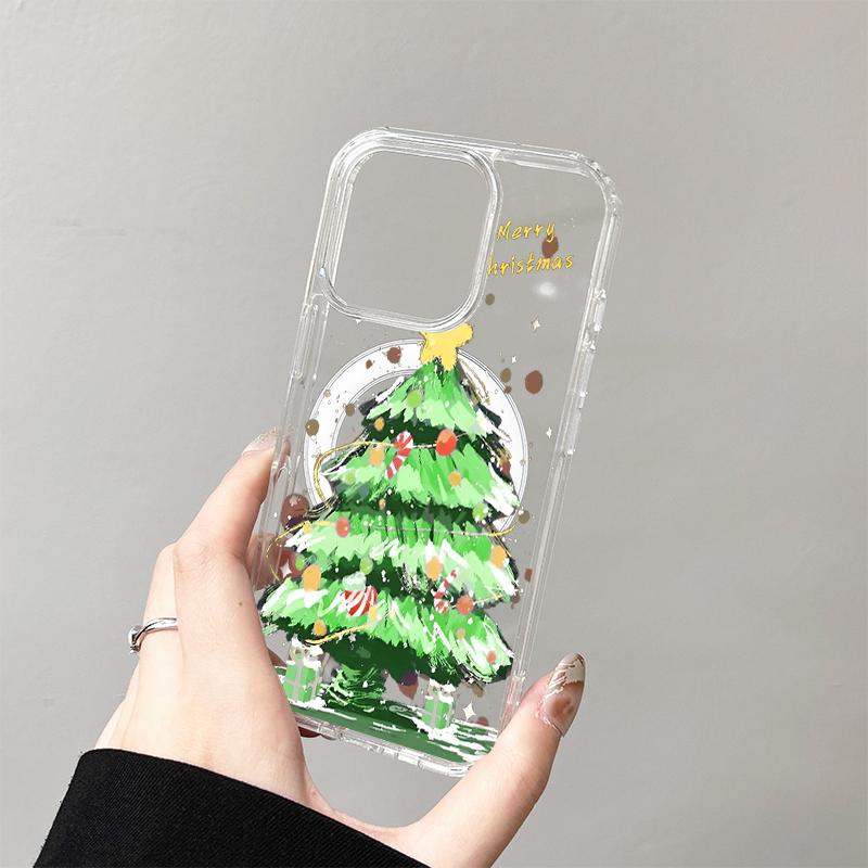 Green Christmas Tree Magnetic Case for Samsung Galaxy S25 Edge S24 S23 S22 S21 Ultra Plus FE A56 A55 A54 A36 A35 A26 A16 Cover