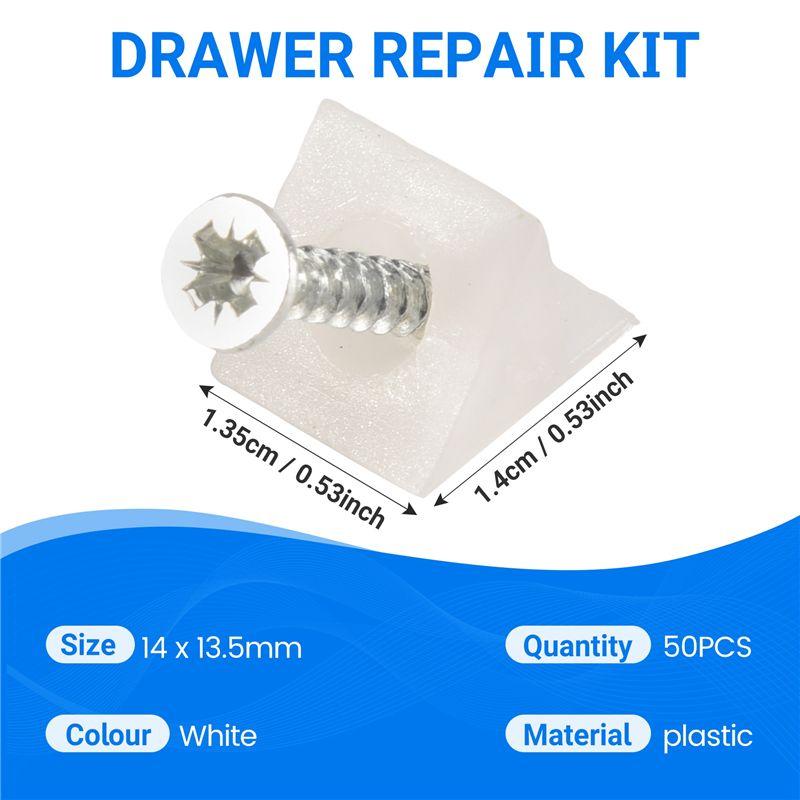 A84E-Drawer Supports White Plastic Drawer Bottom Sagging With Screws For Furniture 50 Pcs