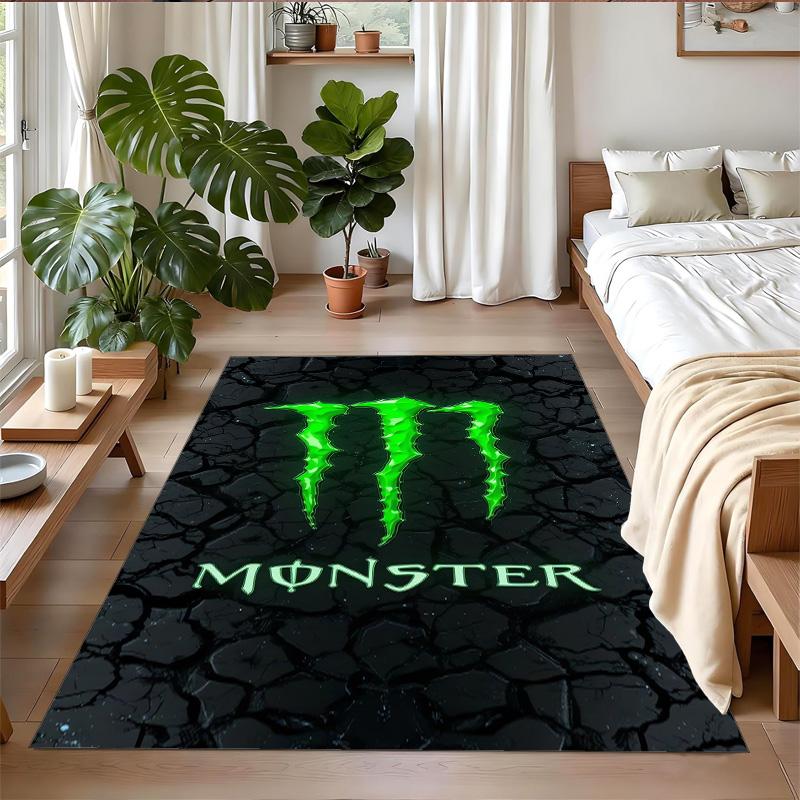 Tappeto in Peluche di Cristallo con Stampa Monster Energy Anti?Indumenti da notte?Tappeto da Pavimento Resistente per Decorazione Domestica Interna