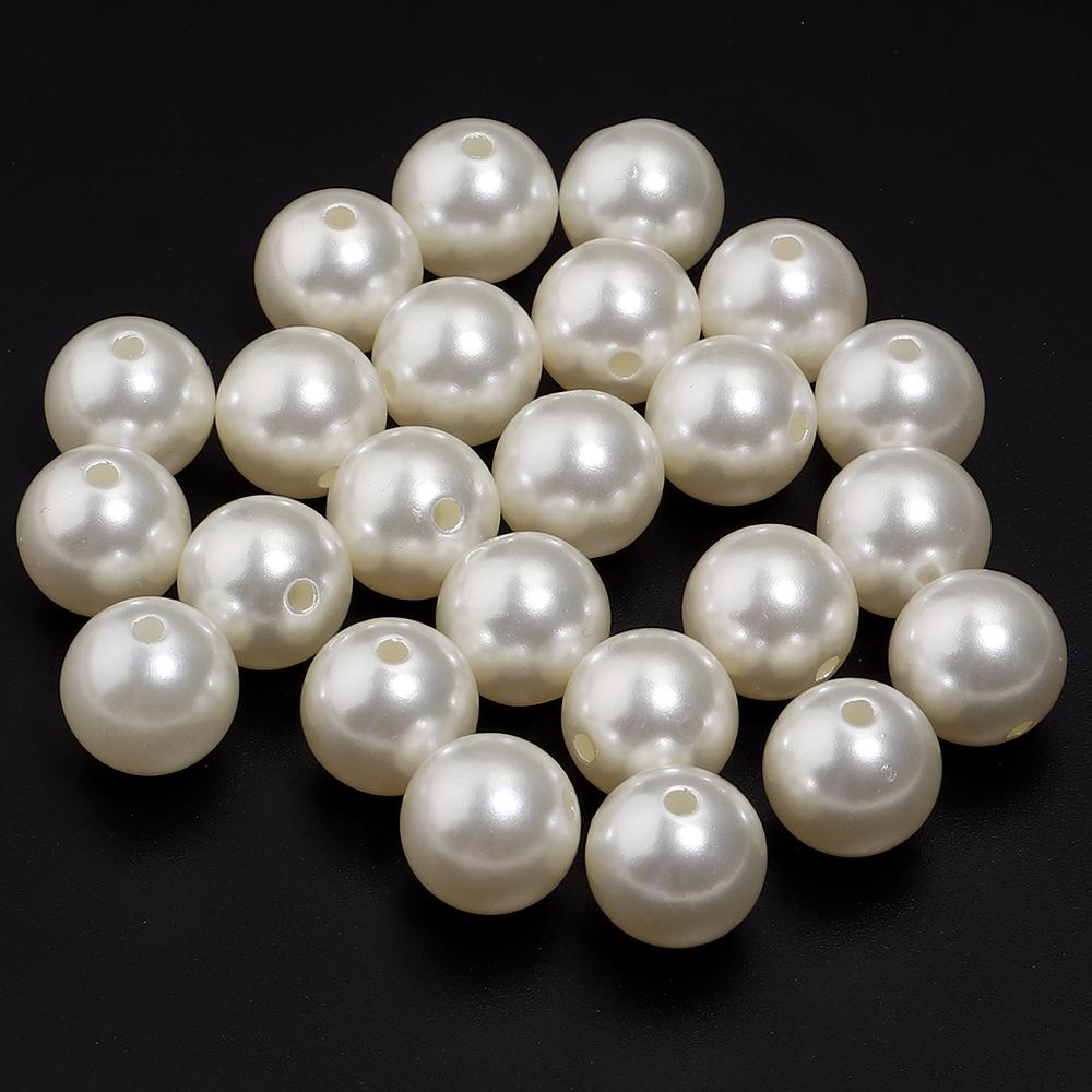 10-1000pcs Beige ABS Imitation Pearl Beads Multisize Round Loose Beads With Hole For Jewelry Making DIY Bracelets Accessories