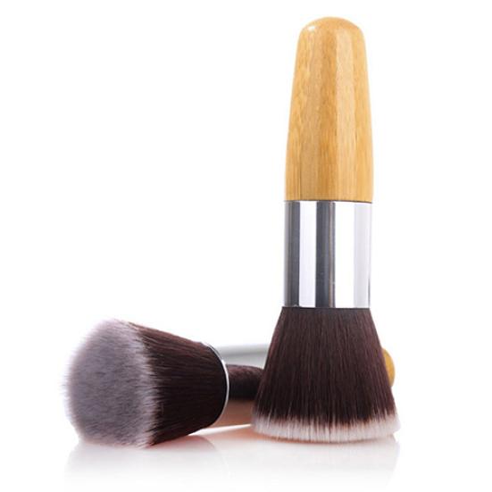 Round Flat Top Bamboo Handle Foundation Powder Brush Cosmetic Makeup Beauty Tool