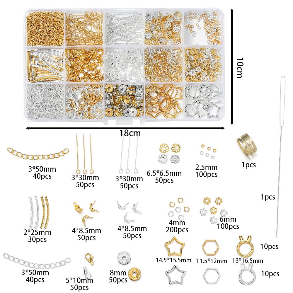 1027pcs/Set Lobster Clasp Beads Cap 9 Pins Rhinestone Beads CCB Bead Frame with Needle Kit for DIY Bracelet  Jewelry Making