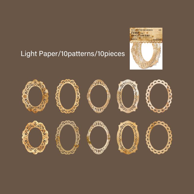 

Journamm 10pcs/pack Lace Hollow Materials Paper Decor Junk Journal DIY Srapbooking Creative Stationery Craft Background Paper