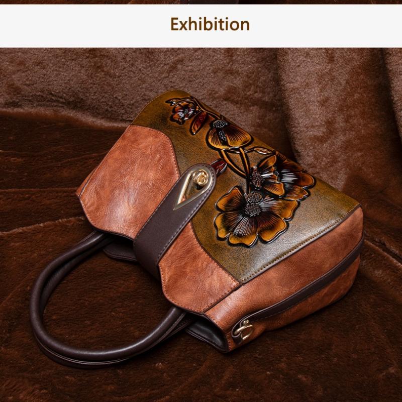 2025 Vintage Shoulder Crossbody Bags for Women Splicing Literary Embossed Handbag For Ladies Gift Purse PU Leather Women Bags