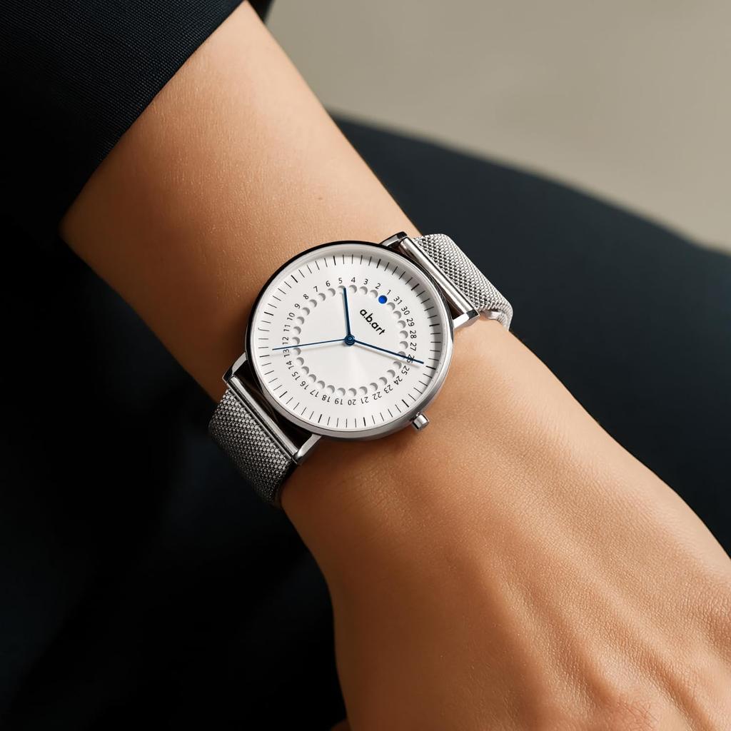 Quartz Watch with Swiss Sapphire 36mm White Silver Mesh Slim Minimalist Business Gift A.b.art Women's Parts, Crystal, Dial, Strap, Design, Waterproof,