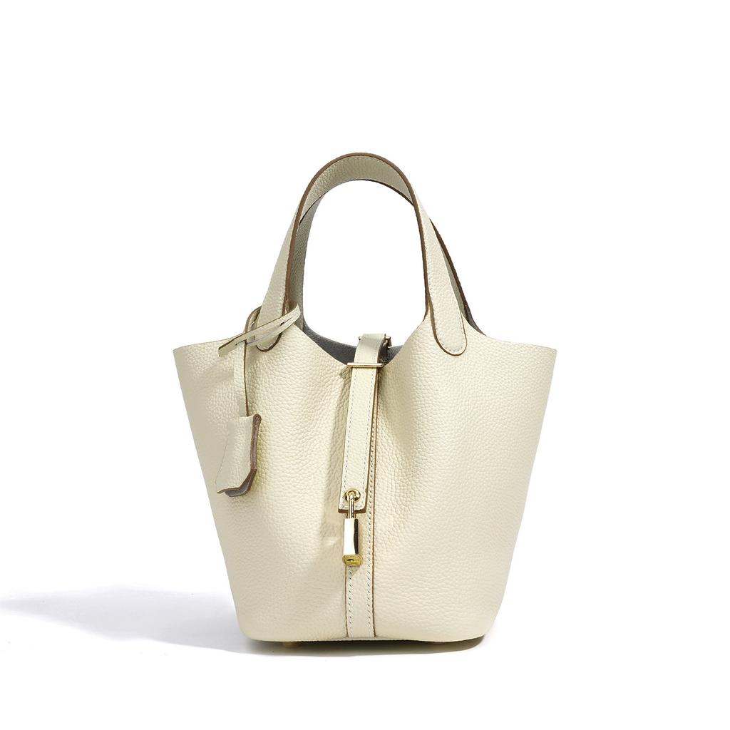 Women's Fashion Solid Color Leather Handbag with Lock Design, Casual Versatile Daily Shoulder Bag, Perfect Gift Purse