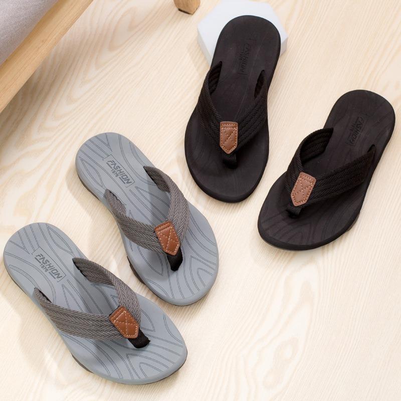 New Summer Casual Trend Men's Rubber Thick-soled Foot Flip-Flip Beach Slippers Denim