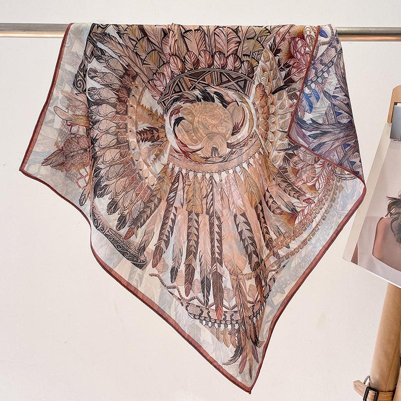 Fashion 70cm Cotton Square Scarf Women Floral Print Design Bandanas Lady Scarves Headband Accessories Handkerchief Hair