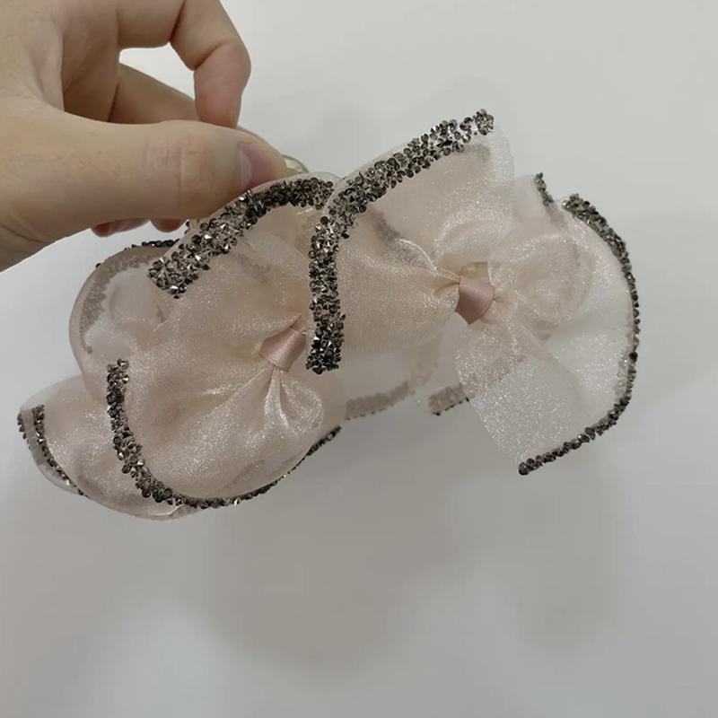 

French Elegant Romantic Shining Organza Hair Clip Simple Temperament Shining Large Shark Hair Clip