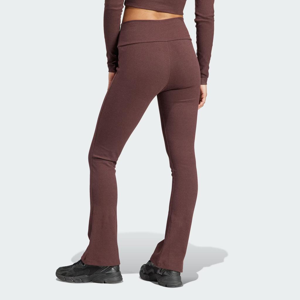 Adidas Originals Essentials Rib Flared Pants With Logo Women Bottoms Dark-Grey-Brown IJ5398