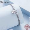 BAMOER 925 Sterling Silver serce zamek klamra podstawowa bransoletka powlekana platyną piękna biżuteria na prezent dla kobiet Charms DIY