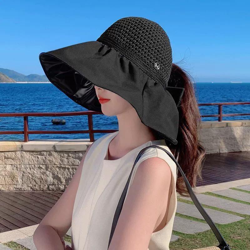 Sonnenhut Sommer Damen Sonnenschutz UV-Schutz Leere Oberseite Vinylschale Hut Großer Schirm Sonnenschutz Gesicht Outdoor Radsporthut