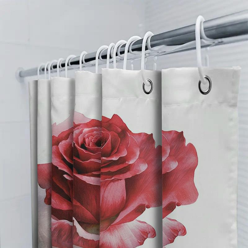 Red Rose Shower Curtain - Elegant and Romantic Bathroom Decor