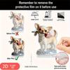 2D Acrylic Art Desktop Ornament, Chihuahua With Rose Design, Blue White Base Bohemian Decor For Home Office, Perfect Gift For Dog Lovers