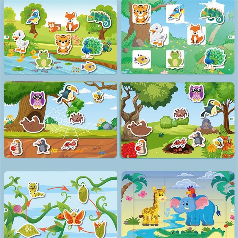 Toddler Busy Book With Velcro, Montessori Busy Book With Sticker, Early Learning Quiet Book For 1-3 Year Olds, Educational Toy