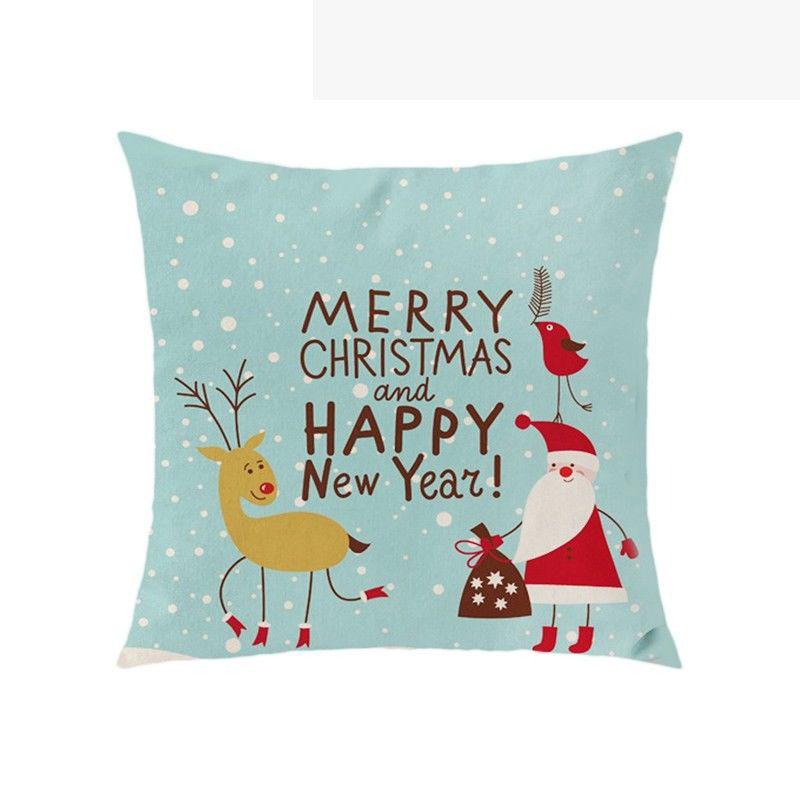 Luxurious 18'' Xmas Cotton Pillow Case Linen Cushion Cover For Merry Christmas Home Decoration