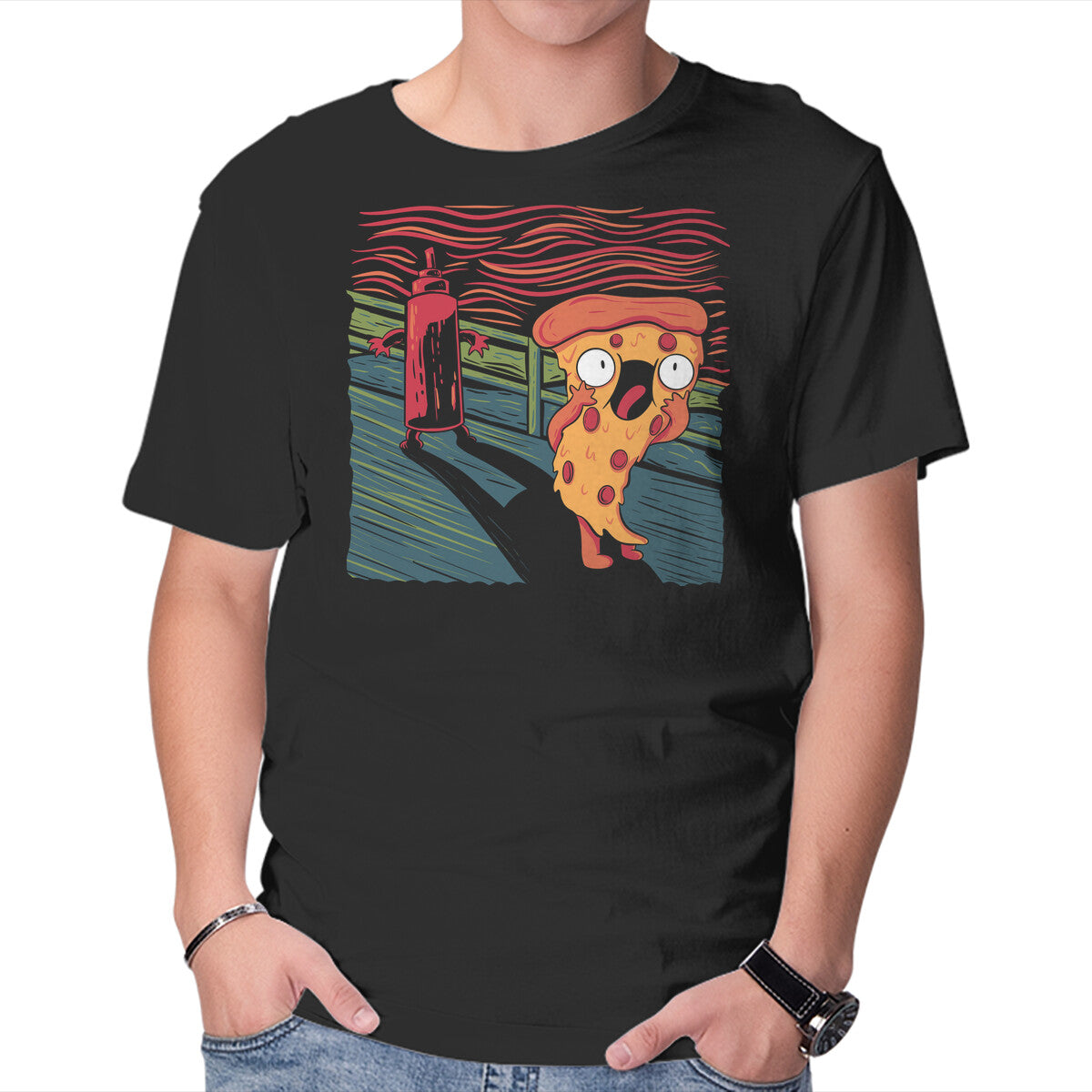 Unisex Crew Neck T-Shirt The Pizza Scream Graphic Short Sleeve Casual Tee XXL