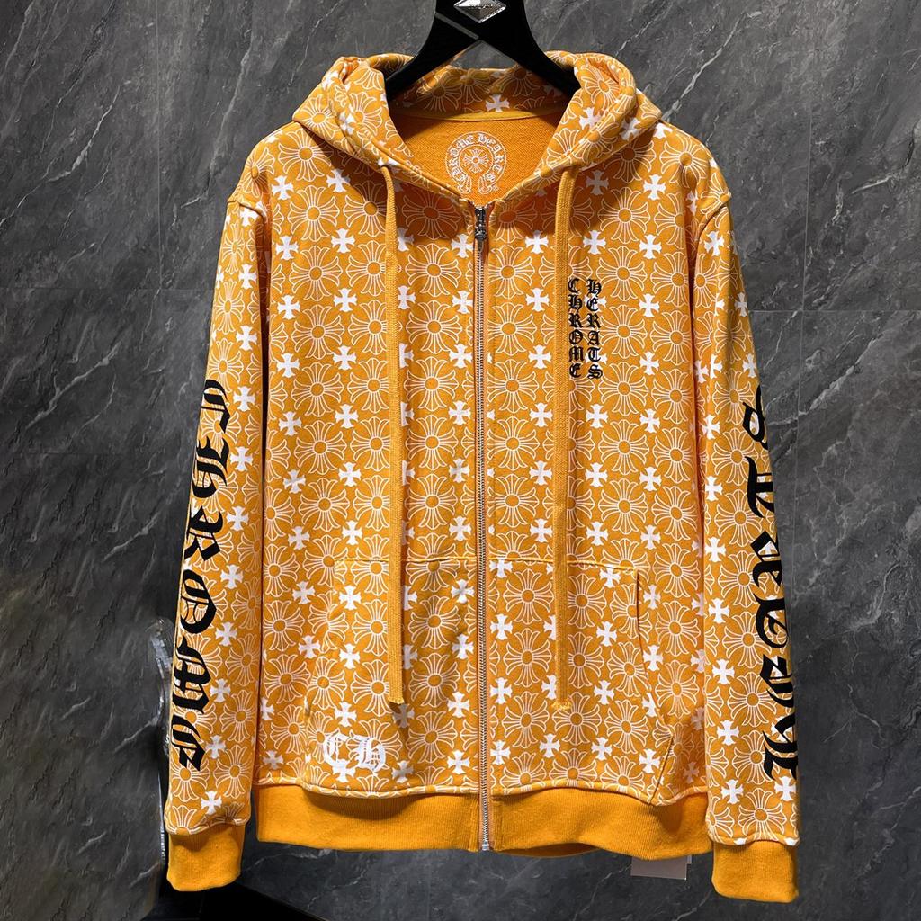CHROME HEARTS Spring and Autumn Plus Size Horseshoe Dark Pattern Logo Zipper Hoodie Classic Style Logo Hoodie, Suitable for Couples to Wear