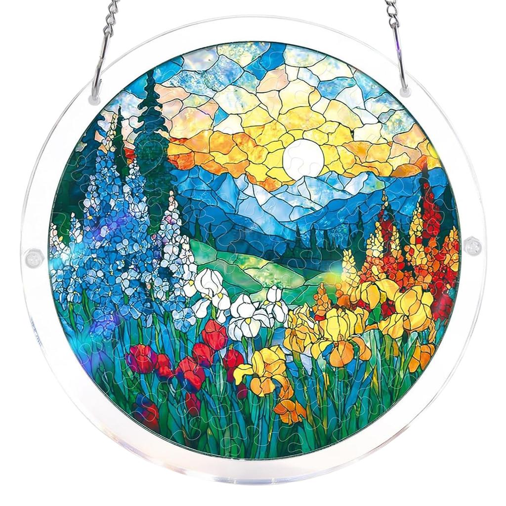 Acrylic Puzzles Toy Double Sided Sun Catcher Acrylic Puzzles DIY Creative Jigsaw Puzzle Pendant for Women Men Mom Birthday Gift