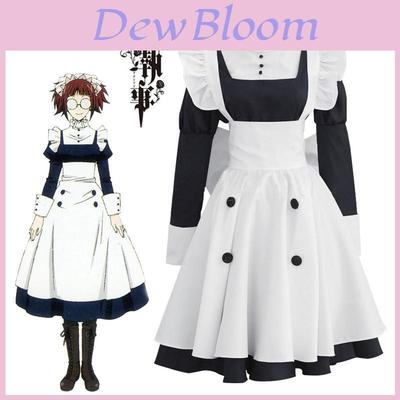 Exquisite Black Butler Mey Rin Cosplay Costume Dress With Beautiful Apron Design