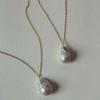 European & American Natural Baroque Irregular Pearl Clavicle Necklace with Stainless Steel Chain - Simple, Cold Style