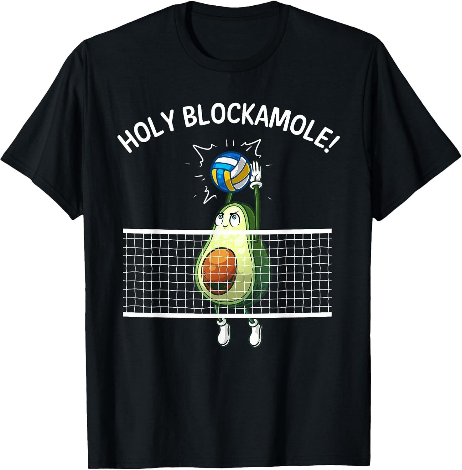 Holy Guacamole: Funny Volleyball Player Blocker Cotton Tee - MADE IN USA L