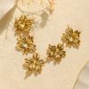 3pcs Stainless Steel Gold Color Flower Charms DIY Pendant for Necklace Earrings Zircon Making Bohemian Accessories Wholesale