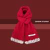New Soft and Waxy Raw Edge Knitted Small Scarf for Women in Autumn and Winter Warm and Versatile Student Couple Woolen Scarf Trendy