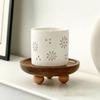 Brown Jewellery Display Trays Wood Round Oval Wood Pedestal Stand Desktop Ornament Perfume Organizier Candle Storage Rack