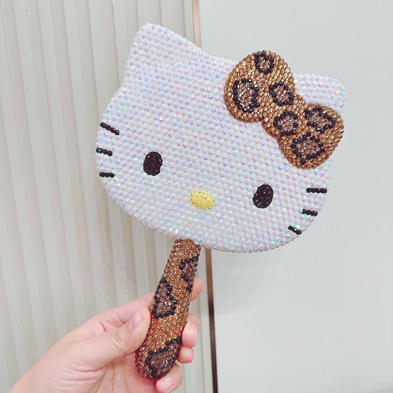 Hello Kitty Rhinestone Leopard Print Hand Mirror - Gift for Best Friend or Girlfriend s Birthday. 17.4*25.2*3 cm