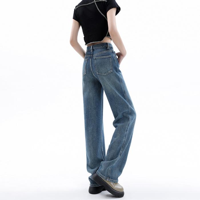 2026 Damen Jeans mit hoher Taille und geradem Bein - Petite, Passform für Birnenform, Weiter Bein Stil