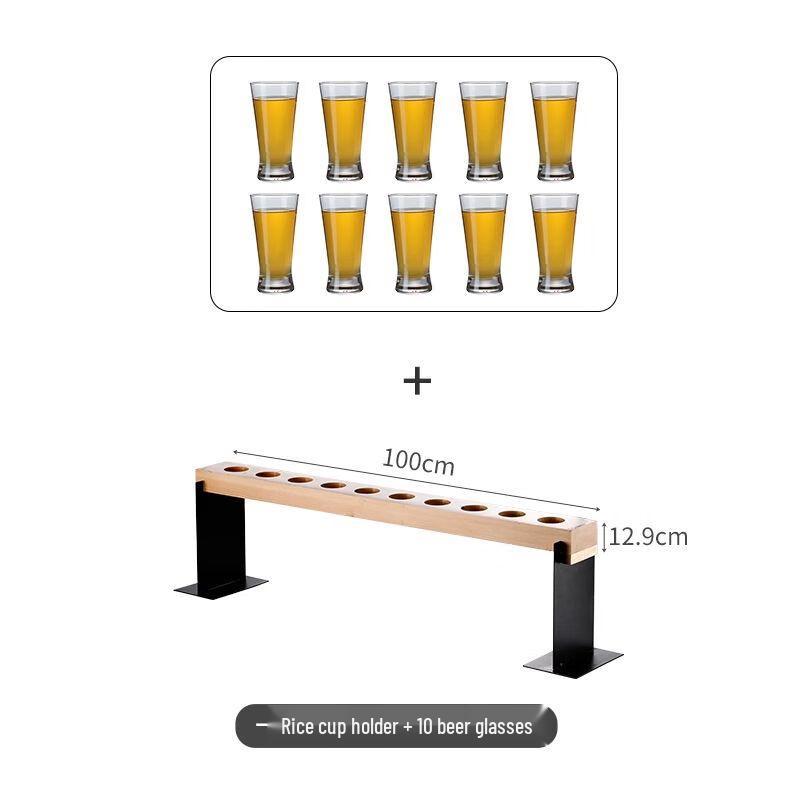 Bistro Beer Goblet Glass Set with Wooden Holder