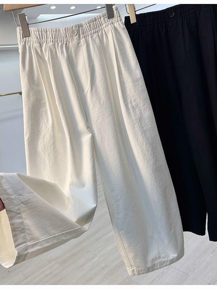 Damen High Waist Schwarze Weite Beine Lässige Hose - Große Größen