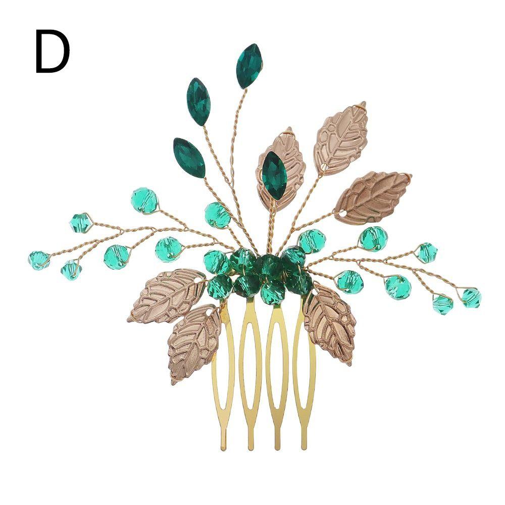 Tiara cu Cristale Verzi Benzi de Păr cu Flori și Frunze Agrafe de Mireasă Piepteni de Păr cu Cristale Pieptene de Păr cu Strassuri