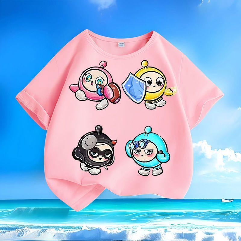 Children's Fashionable Egg-shaped Party T-shirt, Summer Casual Top for Boys and Girls