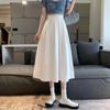 Spring 2025 High-Waist Pleated A-Line Midi Skirt for Women